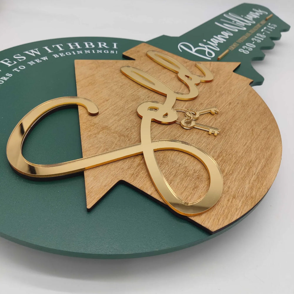 Hunter Green Sign with gold accents