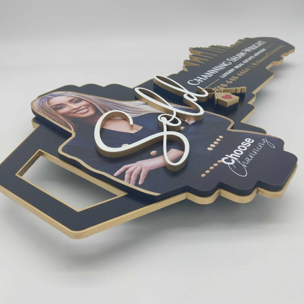 Black and Gold "Skyline" sign with photo