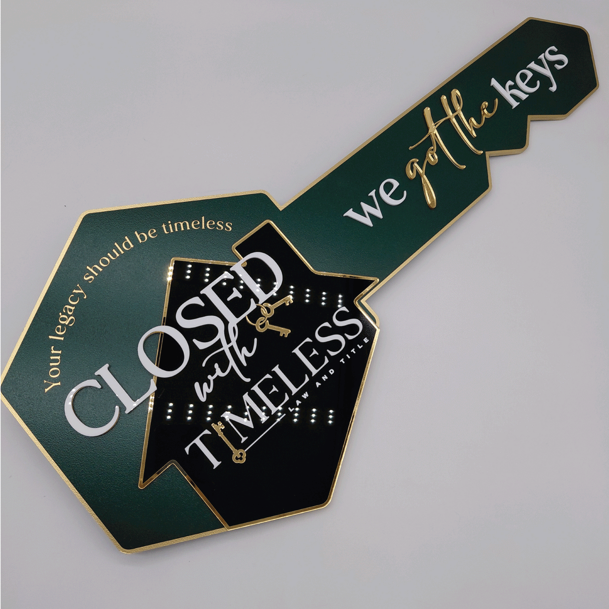 Mirrored Realtor Sign "Closed with Timeless"