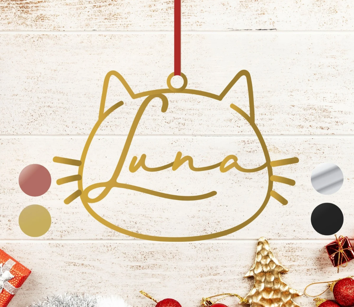 Personalized Merry Christmas Tree Ornament "Cat"