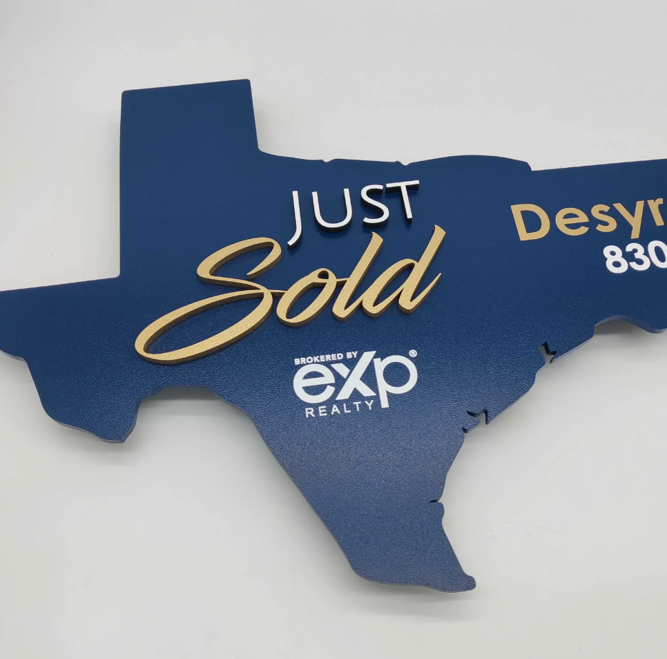 Custom Shaped USA State Realtor Sign