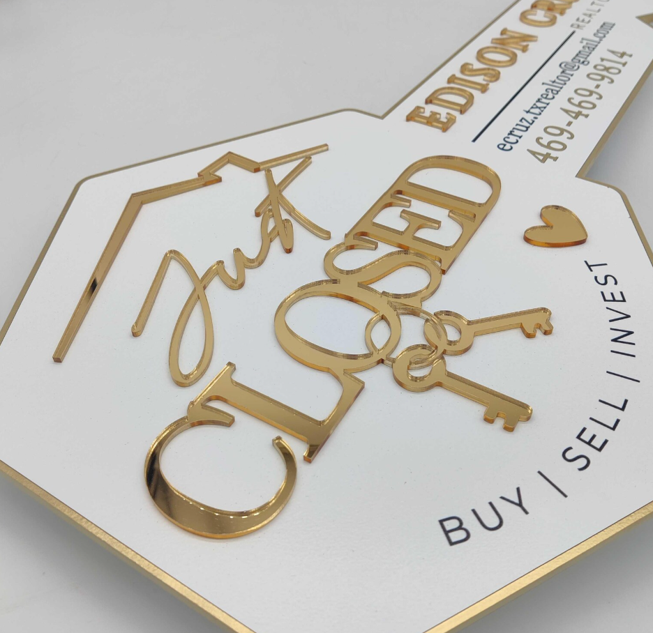 Mirrored Gold Sign for Real Estate Agents