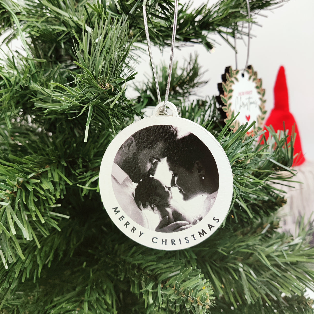 wooden christmas ornament with your photo