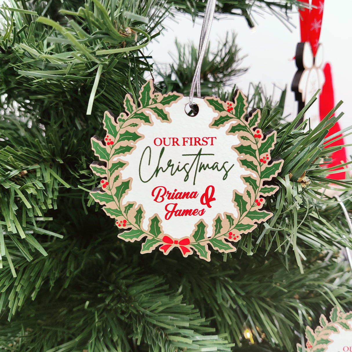 Personalized Christmas Ornament with the couple's name