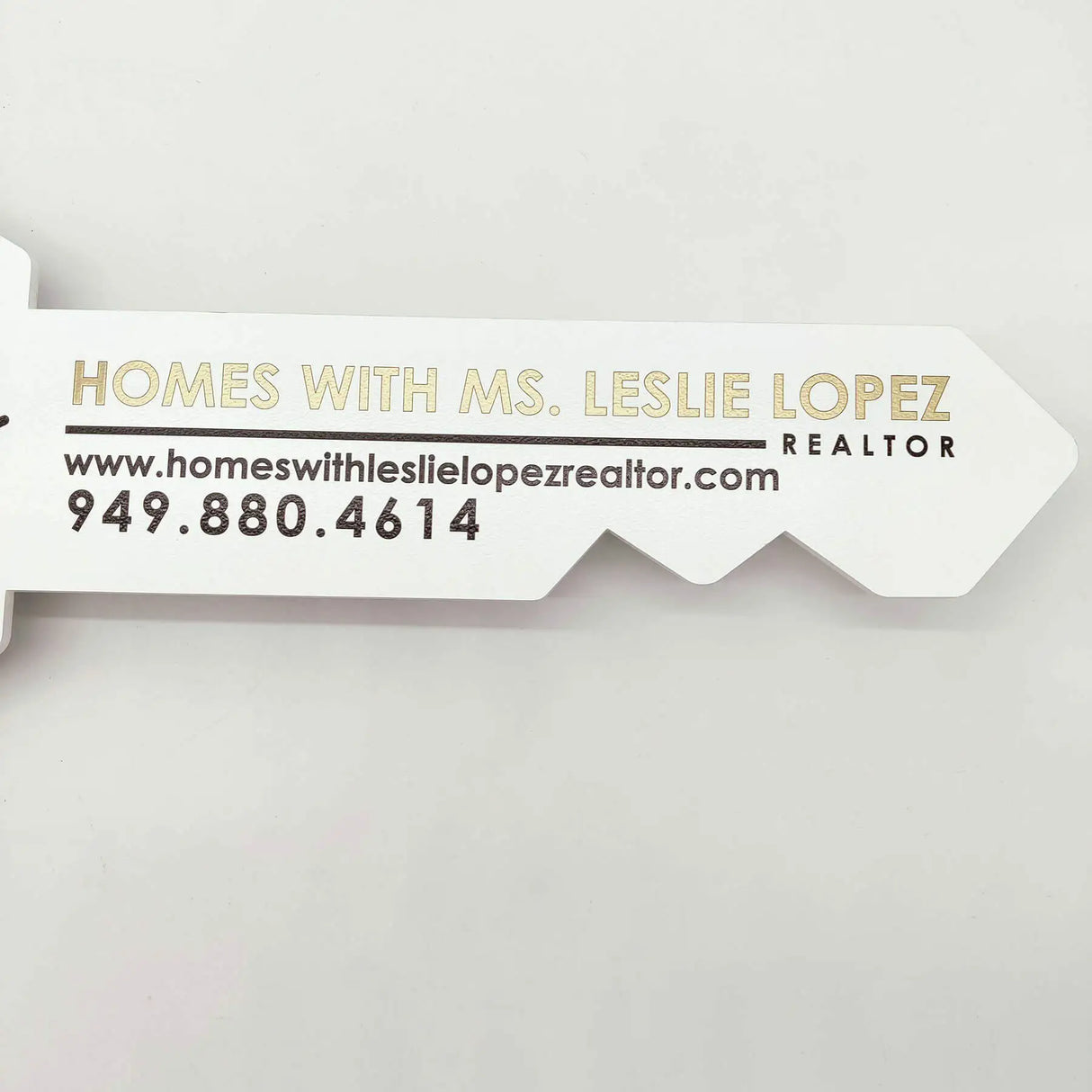 Printed Hexagon Key Shaped Prop "We Got The Keys" White