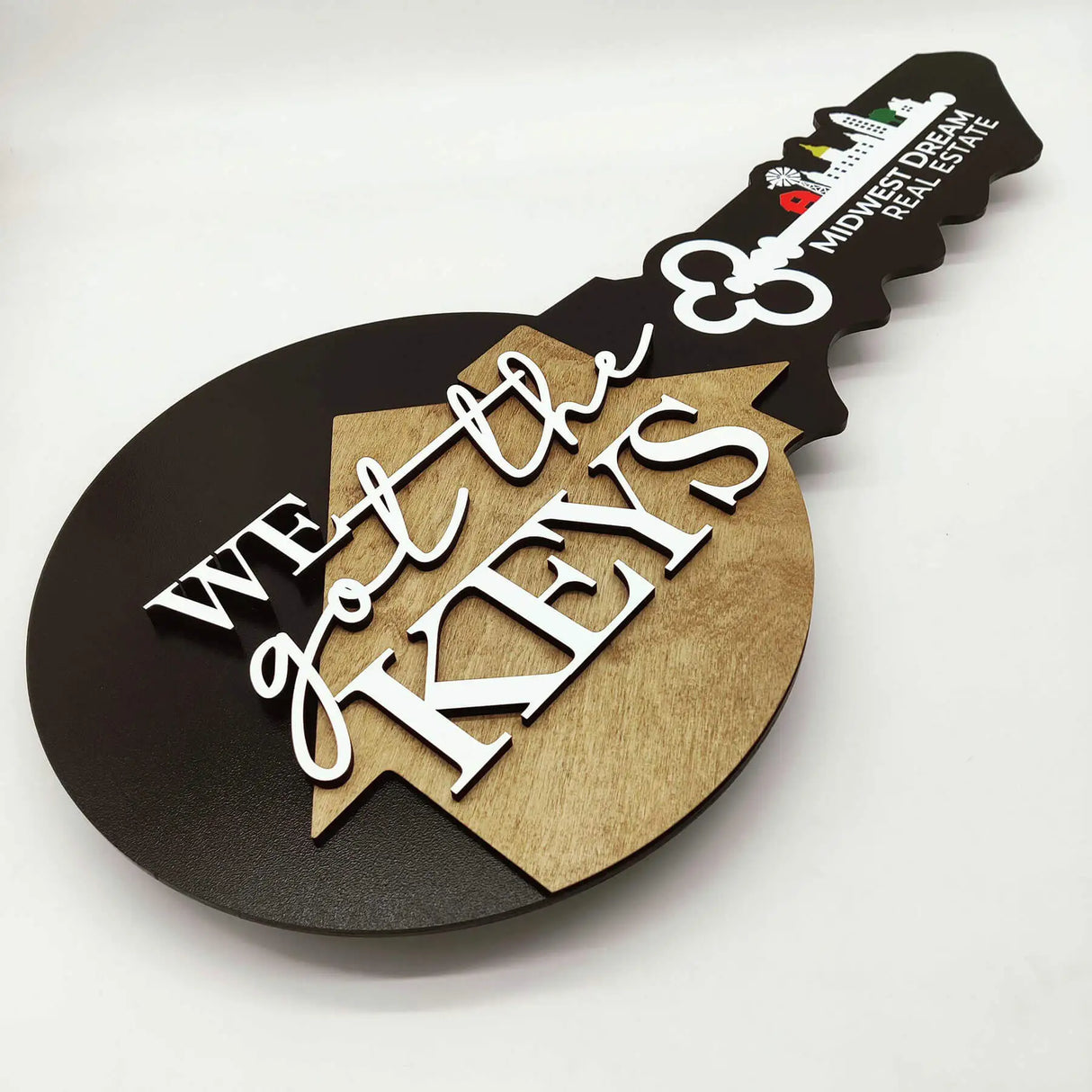 Custom Key Shaped Prop Realtor Sign "We got the Keys"