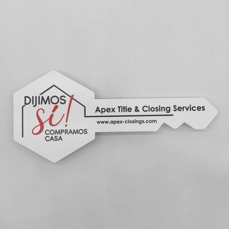 White Printed Hexagon Key Shaped Prop "We said Yes we buy a house"