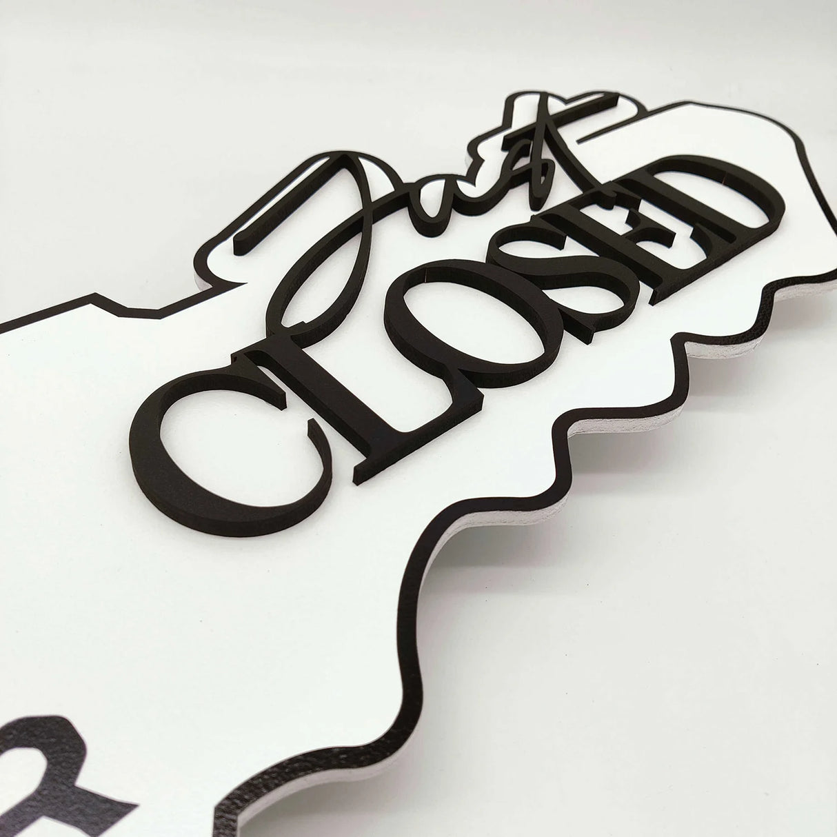 Round Shaped Sign With Logo Black text "Just Closed"