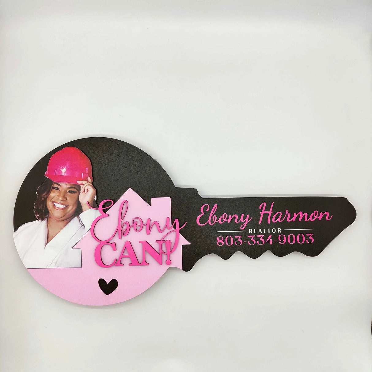 Round Shaped Key Sign Ebony Can with Photo