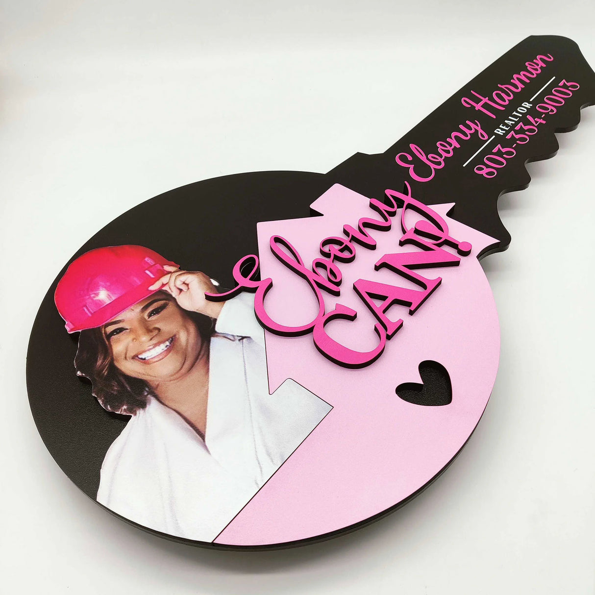 Round Shaped Key Sign Ebony Can with Photo