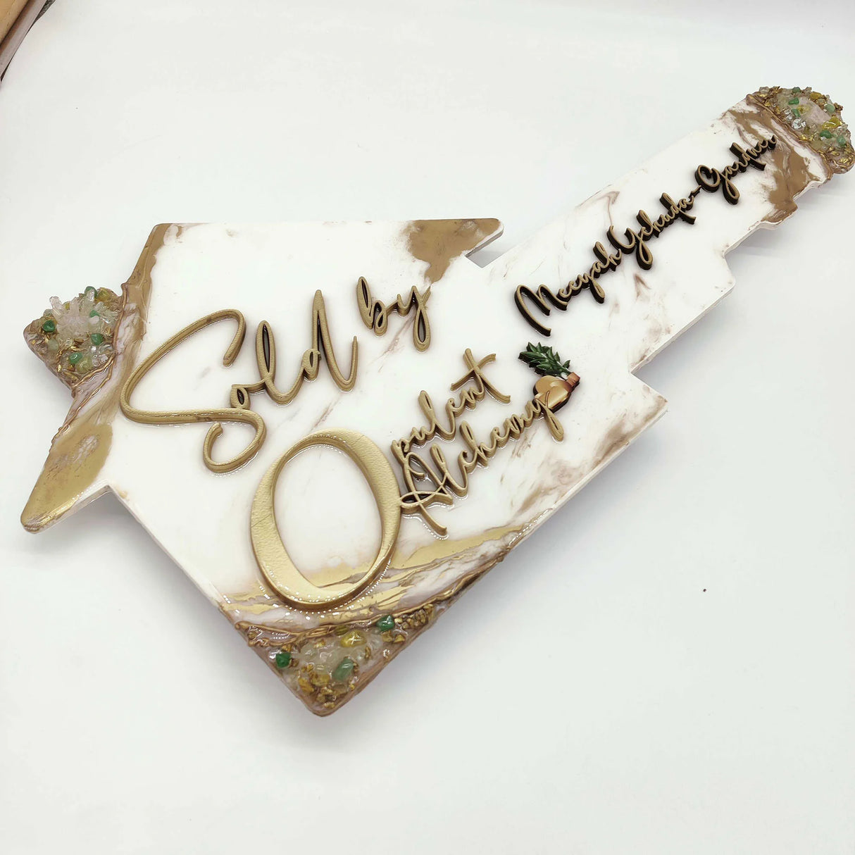 Key Shaped Sign made with White Epoxy Resin "Sold by"