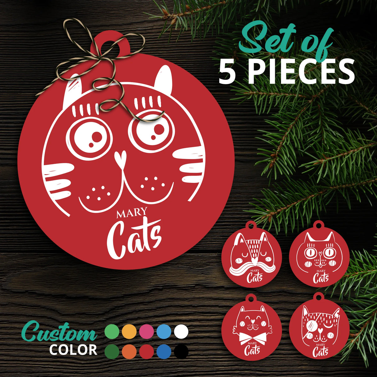 Personalized Merry Christmas Ornament "Merry Cats"