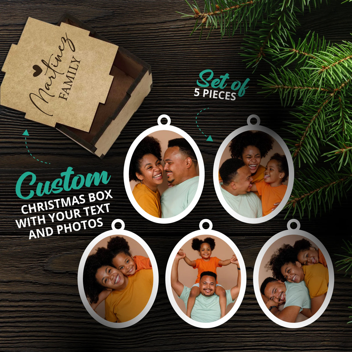 Personalized Merry Christmas Ornament With your family photo and text