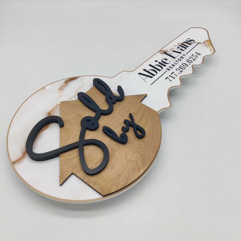 Realtor sign with gold marble effect