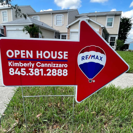 Custom Arrow Shaped Yard Sign - Real Estate Store