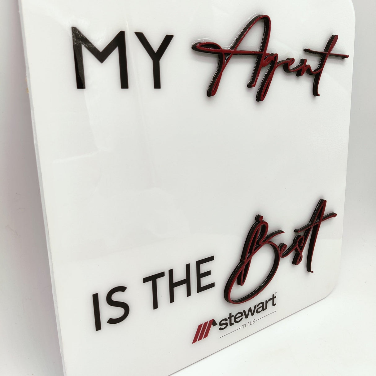 Dry Erase Square Shaped Rectangle Sign «My Agent is The Best» - Real Estate Store