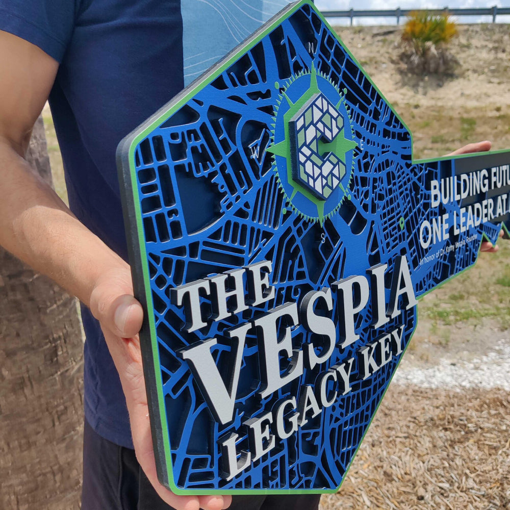 3D Cut Out Map Key Sign