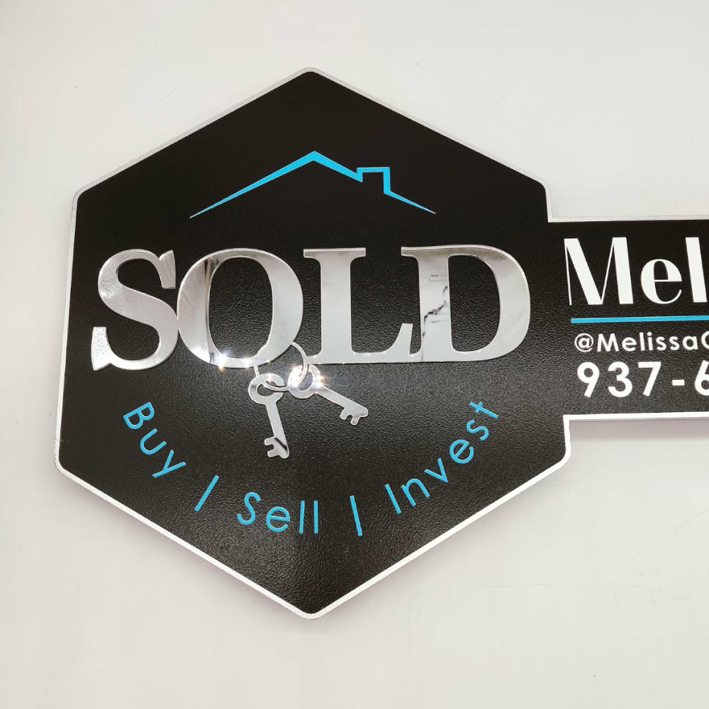Realtor Silver Shinny Sign "Sold"
