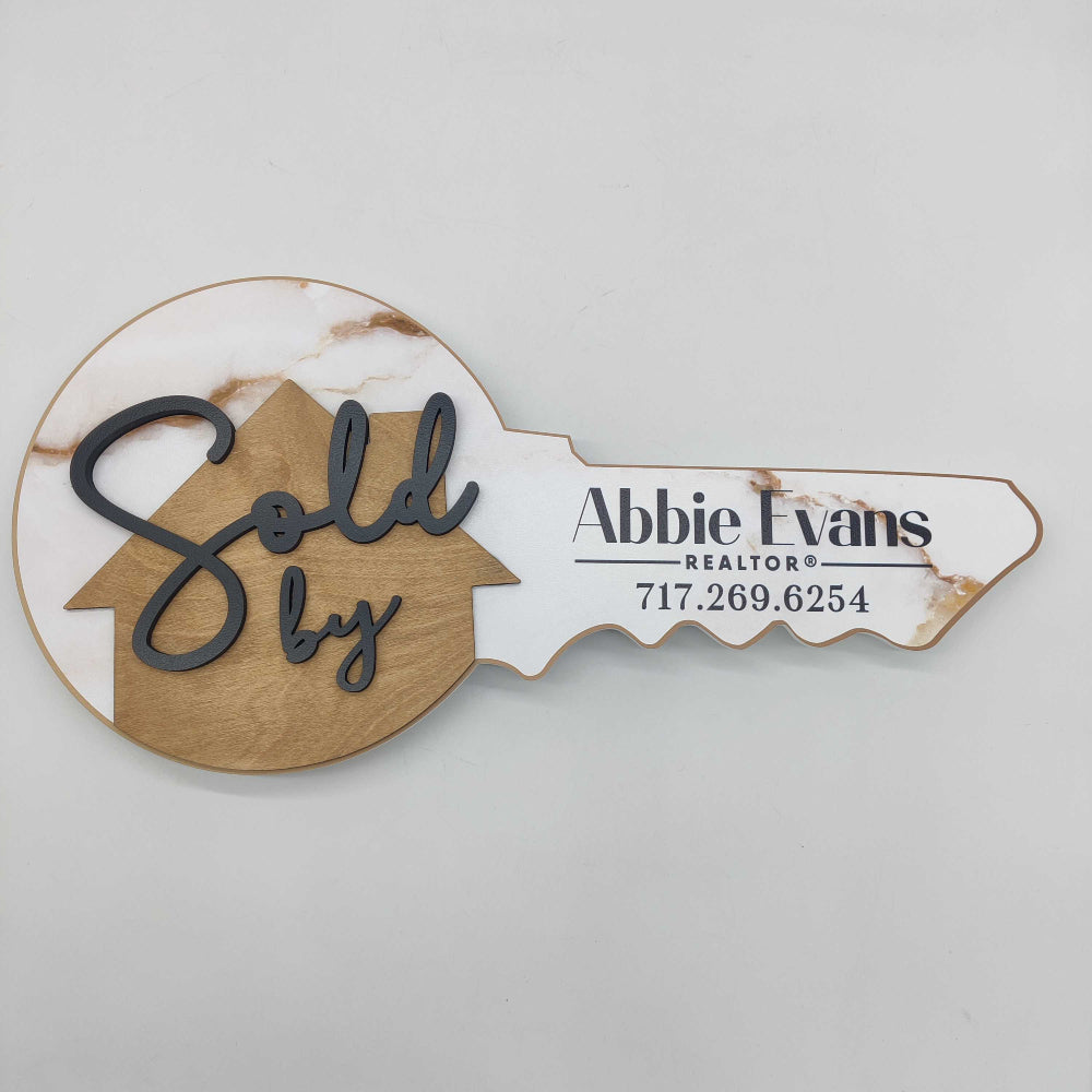 Realtor sign with gold marble effect