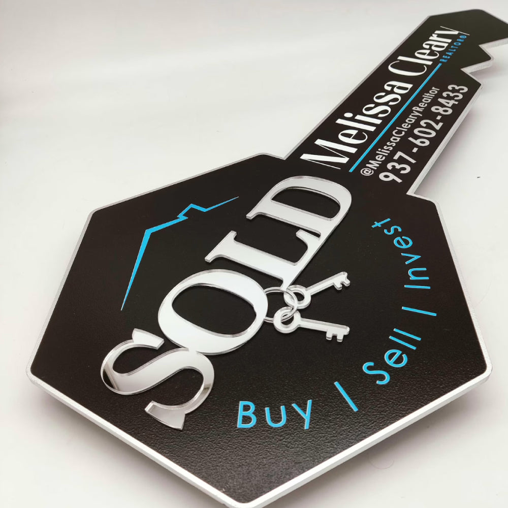 Realtor Silver Shinny Sign "Sold"