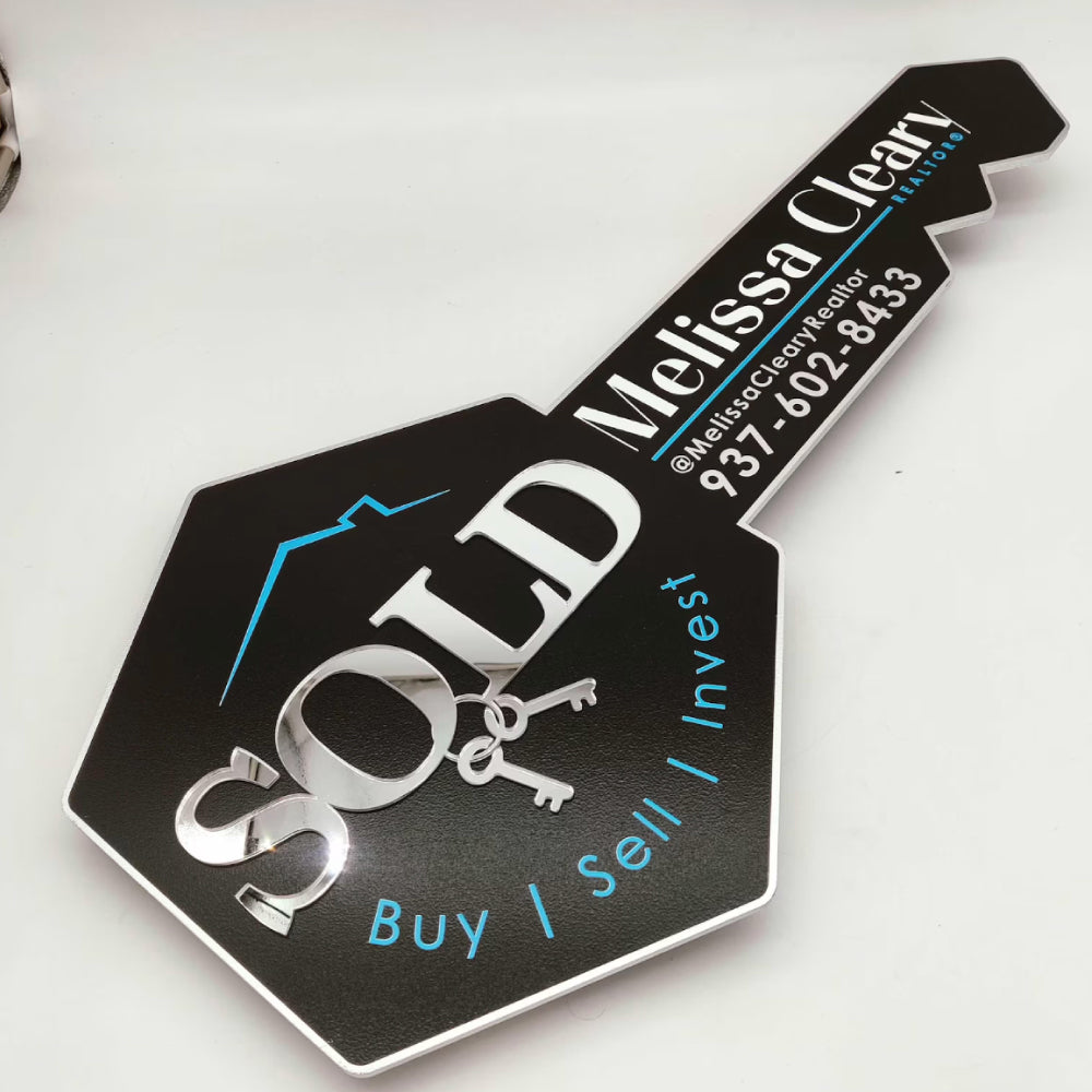 Realtor Silver Shinny Sign "Sold"