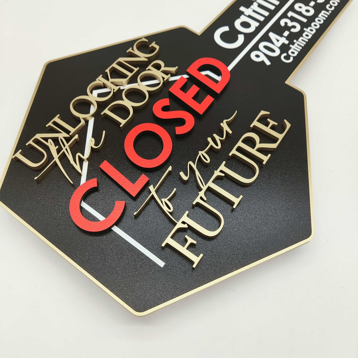 Key Shaped Closed Sign - Real Estate Store