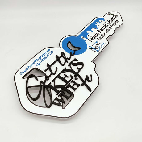 Key Shaped «Got the keys» Modern Key Sign for Realtors - Real Estate Store