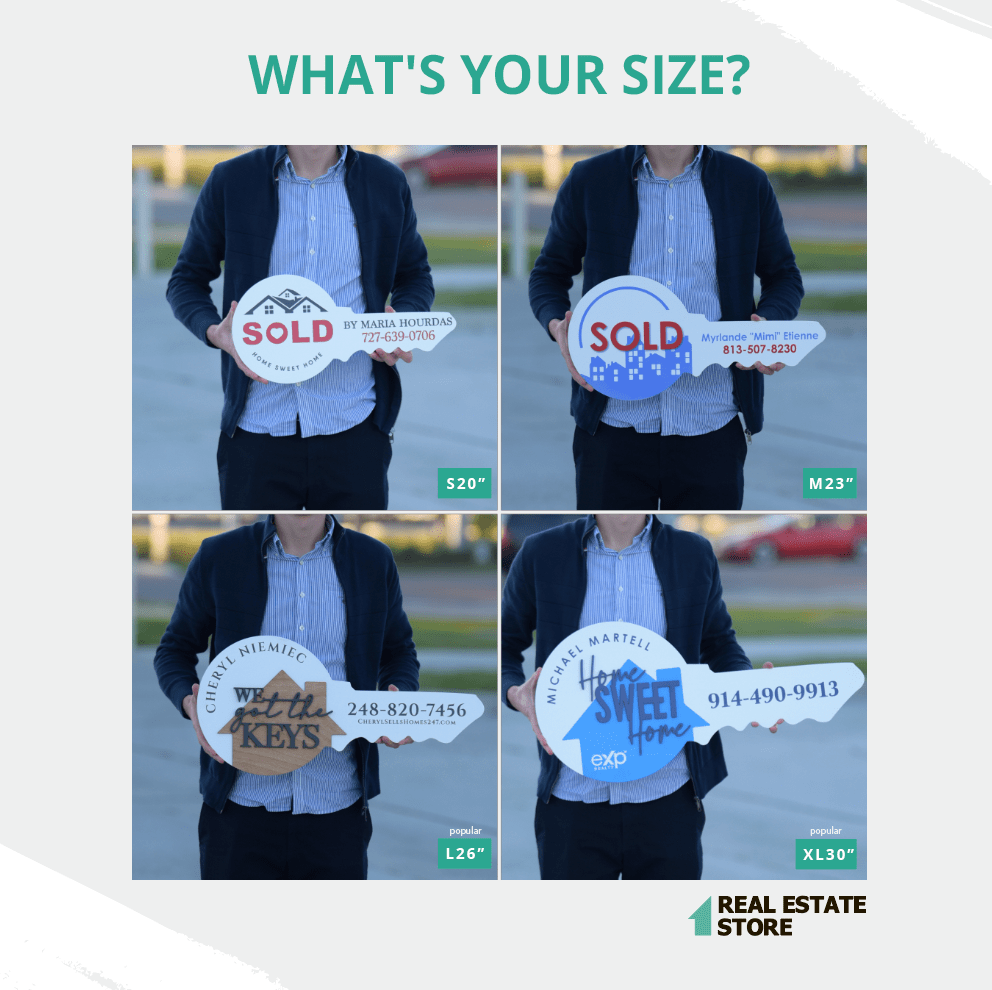 Key Shaped Props Just Closed Realtor Sign - Real Estate Store