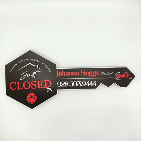 Key Shaped Props Just Closed Sign - Real Estate Store