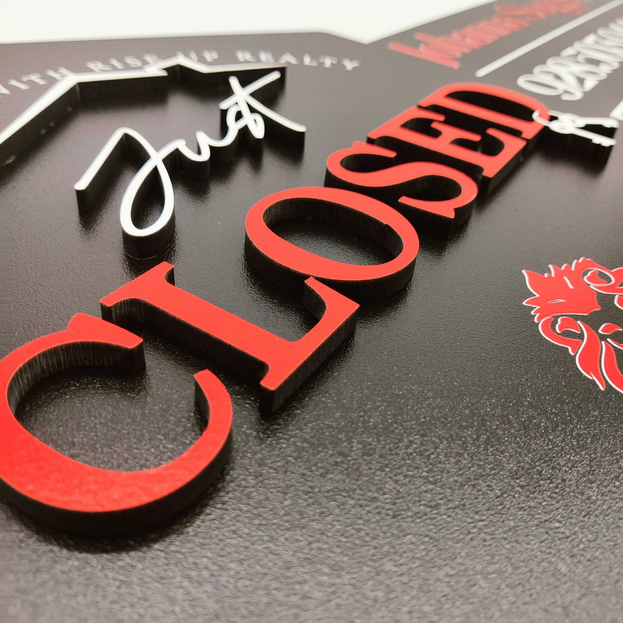 Key Shaped Props Just Closed Sign - Real Estate Store