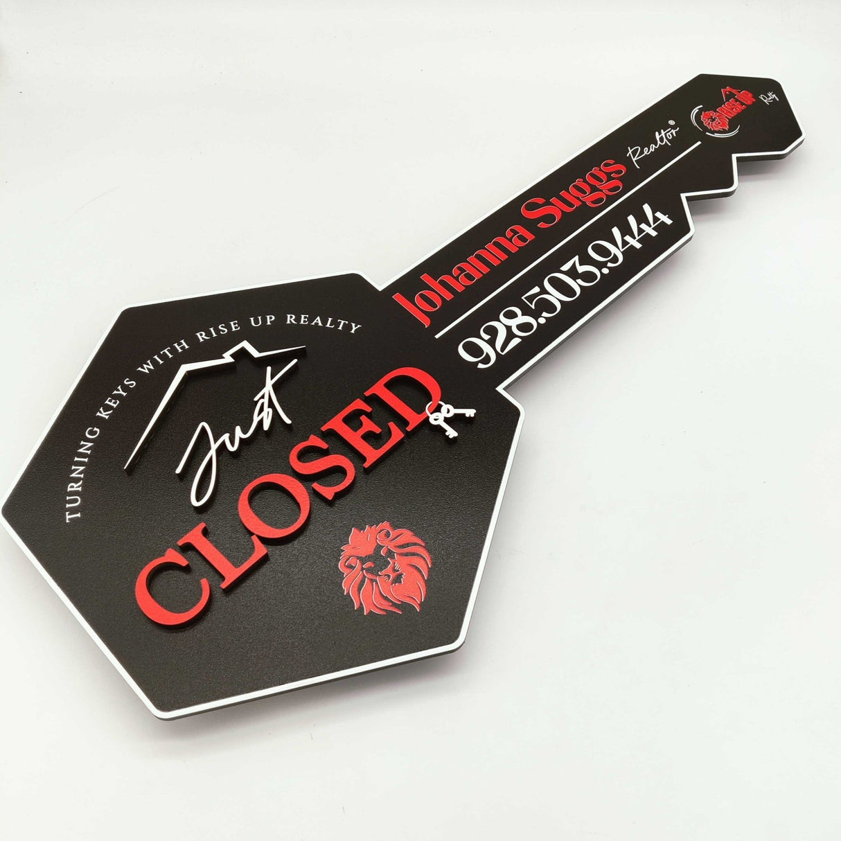 Key Shaped Props Just Closed Sign - Real Estate Store