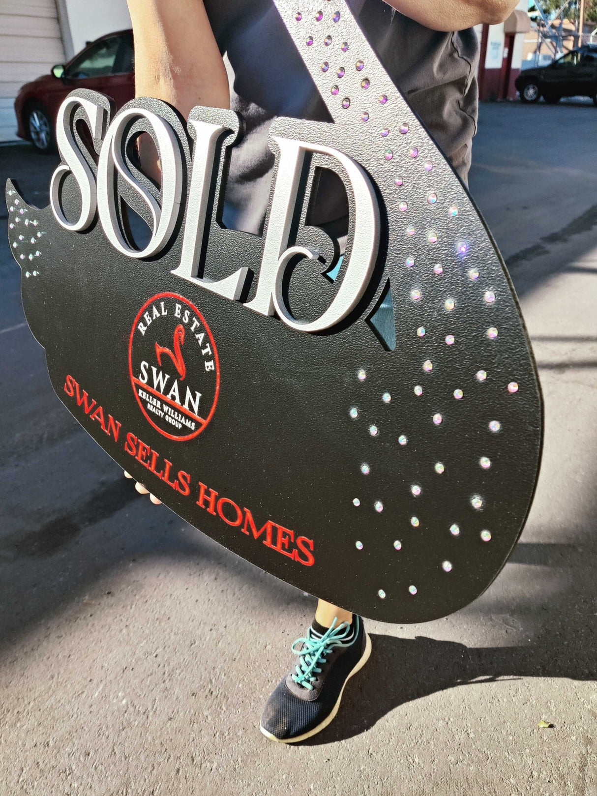 Key Shaped Props Personalized Sign Featuring Authentic Rhinestones - Ideal Gift for Realtors - Real Estate Store