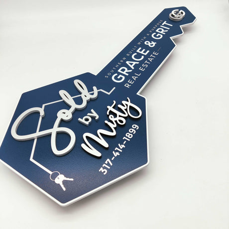 Key Shaped Props Sold by ,,your name,, Realtor Sign - Real Estate Store