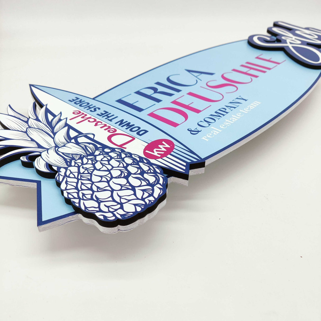 Key Shaped Props Surfing Board, Custom Shape Sold Sign - Real Estate Store