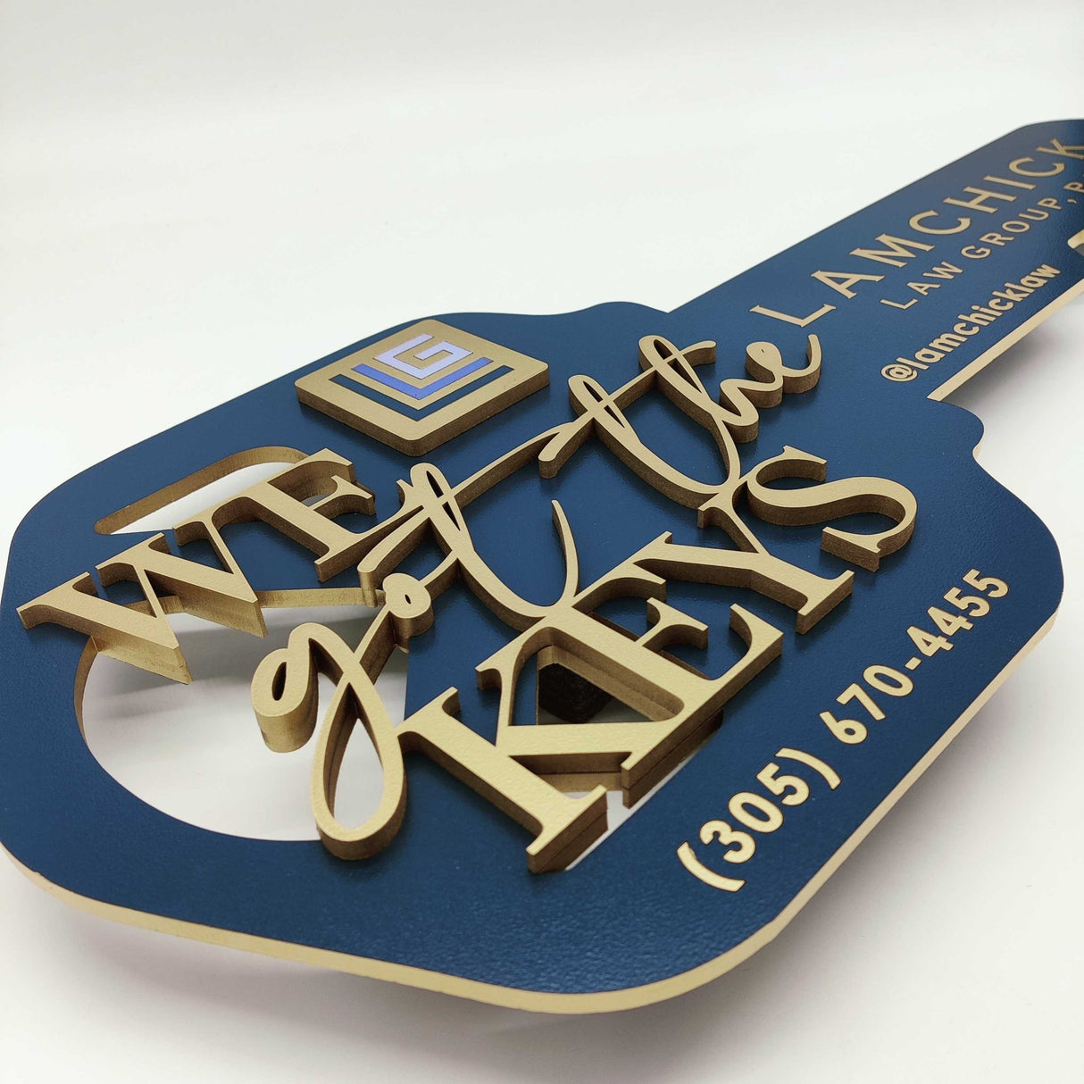 Key Shaped Props We got the keys Navy Blue Sign - Real Estate Store