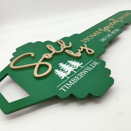 Key Shaped Sign Hunter Green Weslock «Sold» - Real Estate Store