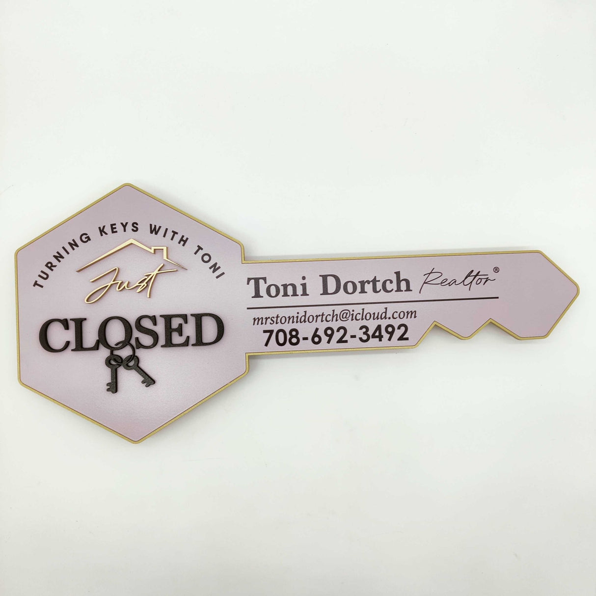 Key Shaped Sign «Just Closed» - Real Estate Store