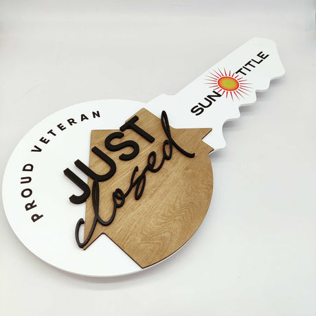 Key Shaped Sign "Just Closed" - Real Estate Store