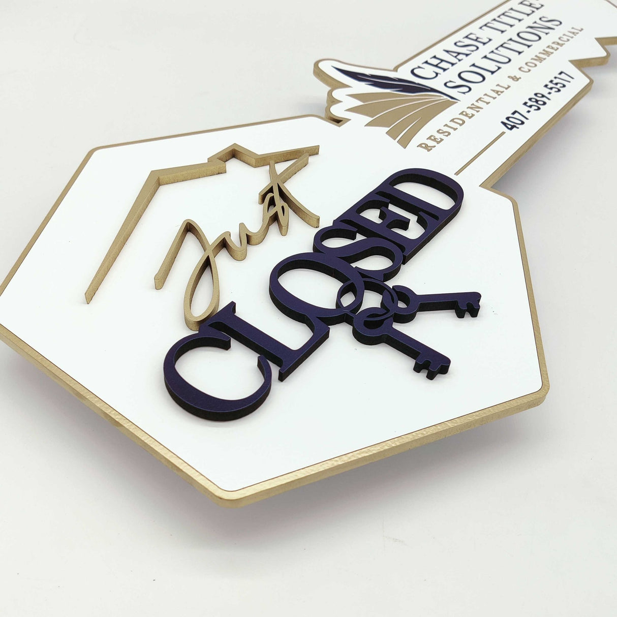 Key Shaped Sign Just Closed - Real Estate Store
