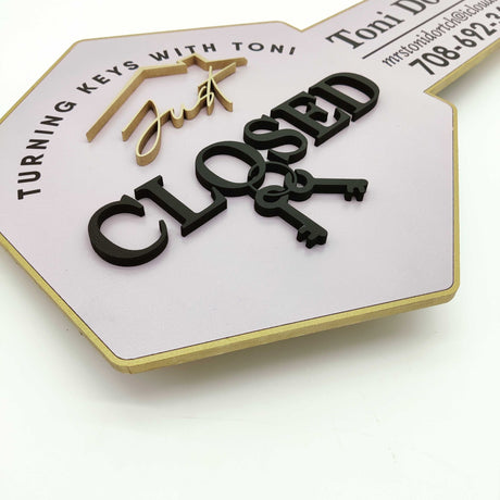 Key Shaped Sign «Just Closed» - Real Estate Store