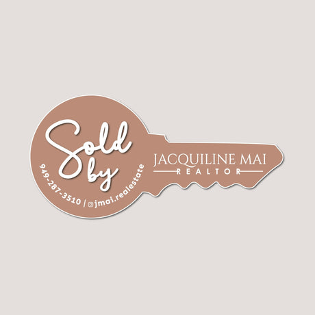Key Shaped Sign Props «Sold by» Elegant Round - Real Estate Store