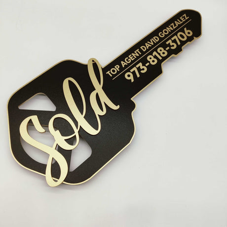 Key Shaped Sign "Sold" - Real Estate Store