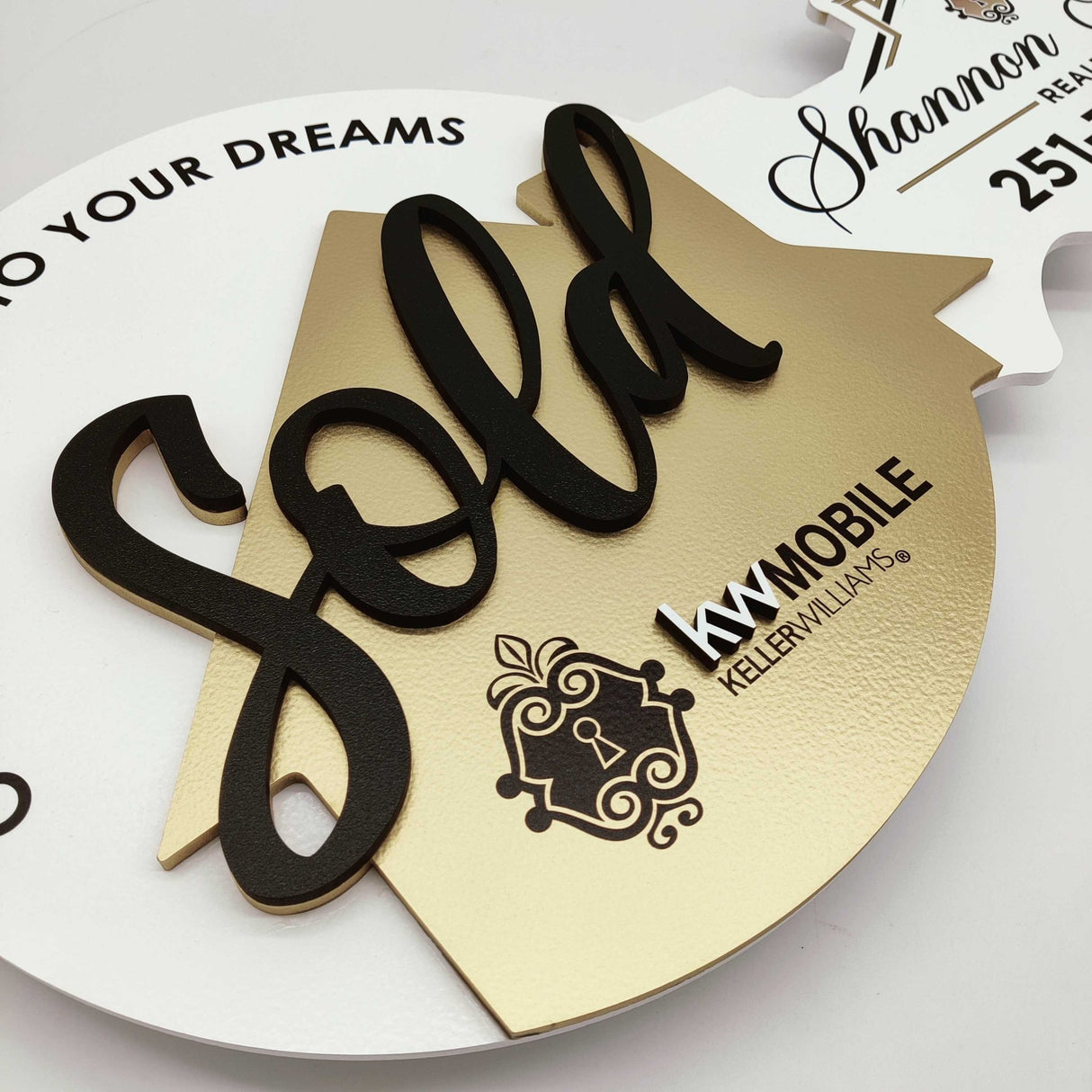 Key Shaped Sign "Sold" - Real Estate Store