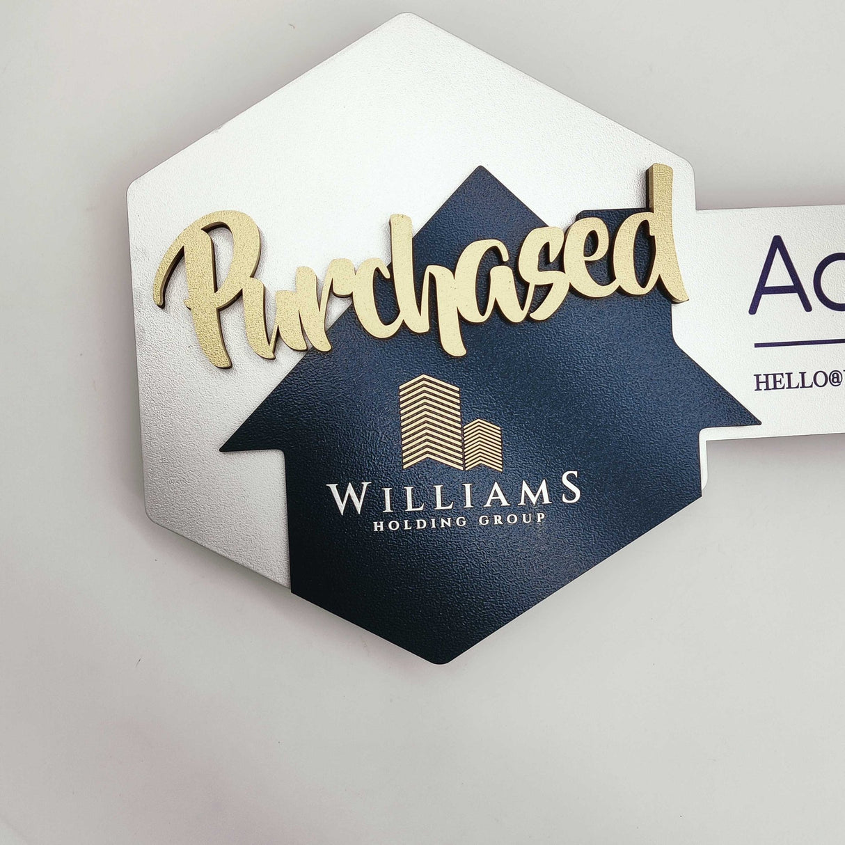 Key Shaped Sign"Purchased" - Real Estate Store