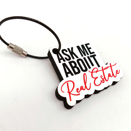 KeyChain for Realtor "Ask me about Real Estate" - Real Estate Store