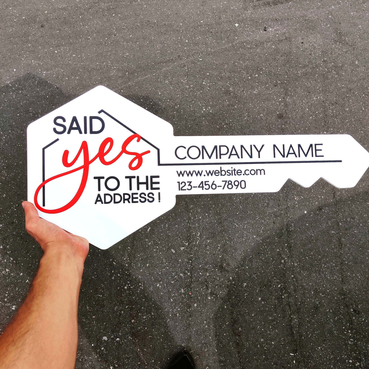 Printed Hexagon Key Shaped Prop «Said Yes To The Address» - Real Estate Store