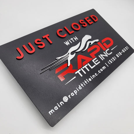 Rectangle Shaped Prop Sign «Just Closed» - Real Estate Store