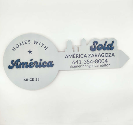 Round Shaped «3D Sold & Logo» Realtor Sign - Real Estate Store