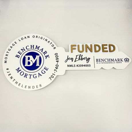 Round Shaped Funded Custom Round Key Sign - Mortgage Company with LOGO - Real Estate Store