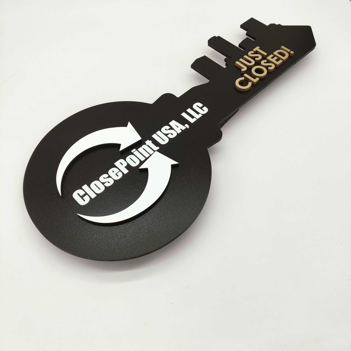 Round Shaped Just Closed Sign with 3D logo - Real Estate Store